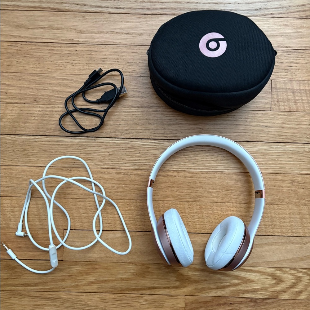 Beats by Dre Over-Ear Headphones in White with Rose Gold Accents